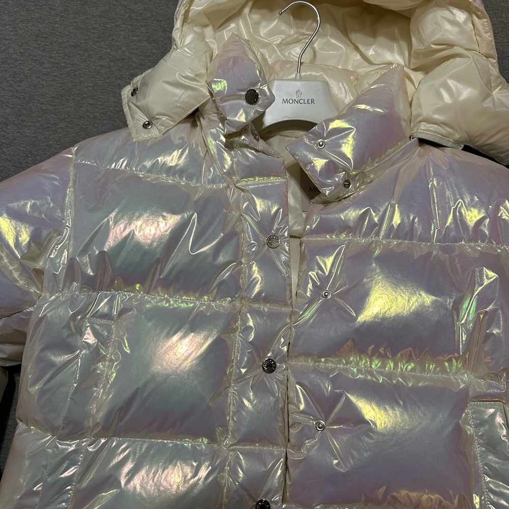 MONCLER WHITE IRIDESCENT DOWN JACKET